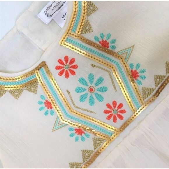 Aphorism Girls Ivory Sleeveless Dress Embroidered Bodice Sequin Details SZ 6X - Picture 4 of 10